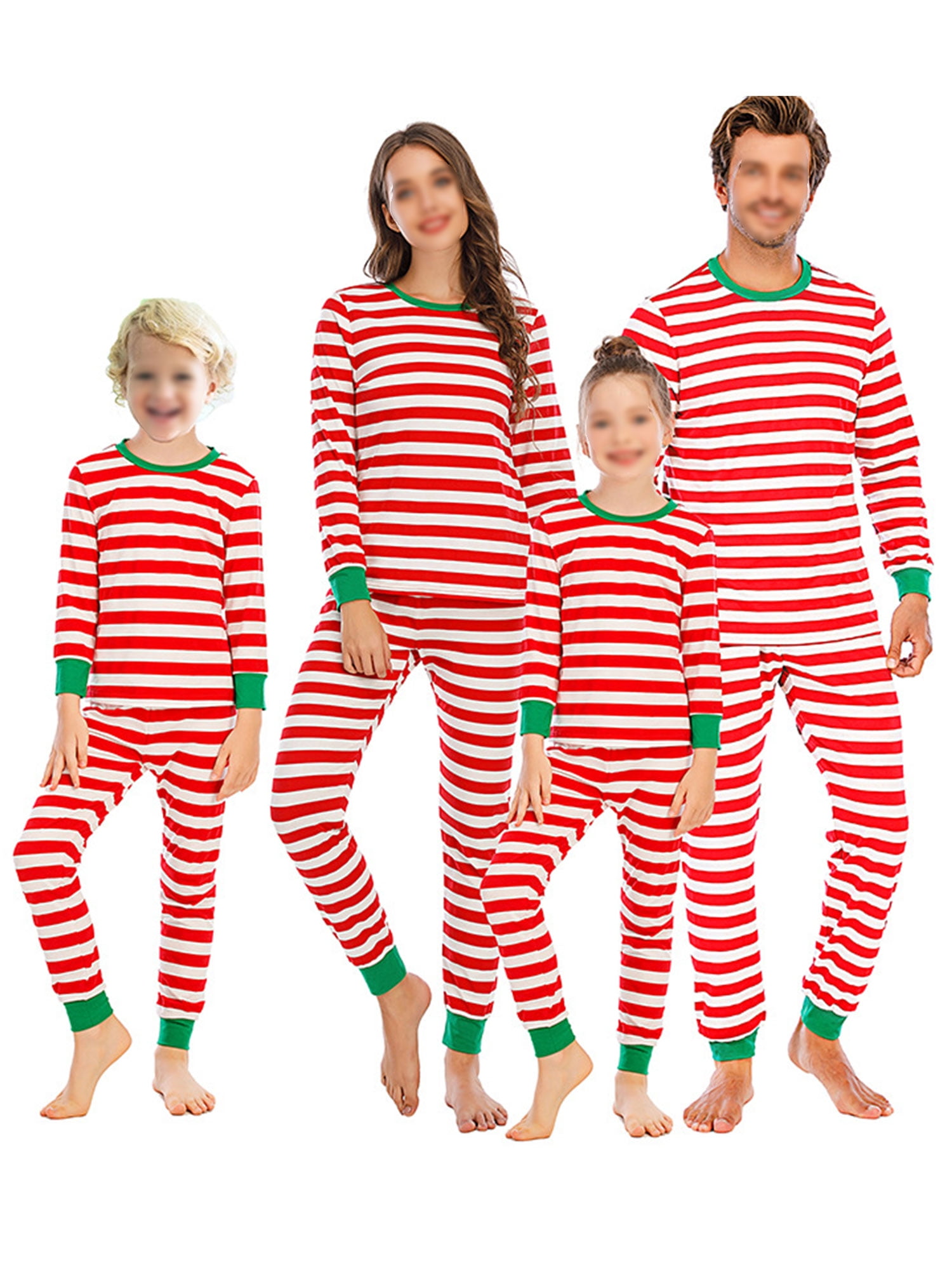 Family Matching Christmas Striped Pajamas Santa Deer Sleepwear Clothes Outfits 