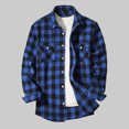 thumbnail image 2 of HCNTES Flannel Shirt for Men Long Sleeve Vintage Buttons Down Plaid Shirt with Chest Pocket(Z01-Blue,2XL), 2 of 7