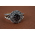 thumbnail image 3 of Hitanshu Jewels Round Cut Brown CZ 14K Yellow Gold Finish Silver Engagement Wedding Halo Ring, 3 of 5