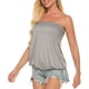 thumbnail image 2 of Mujeres sin mangas tubo superior sin tirantes blusa plisada túnica tanques Tops brillar vestir, 2 of 6