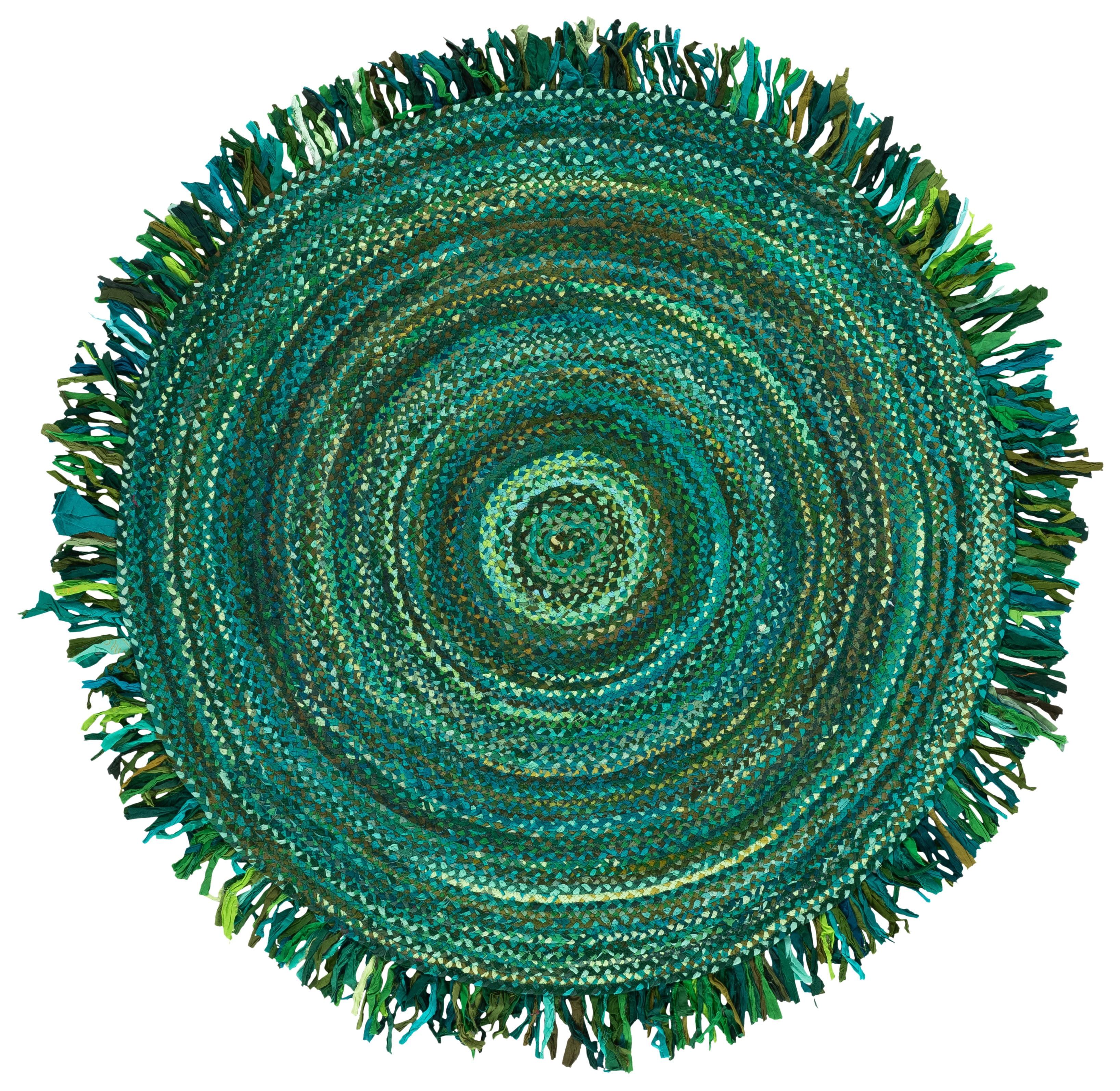Safavieh Braided Paisley Transitional Cotton Reversible Area Rug, Green, 3' x 3' Round