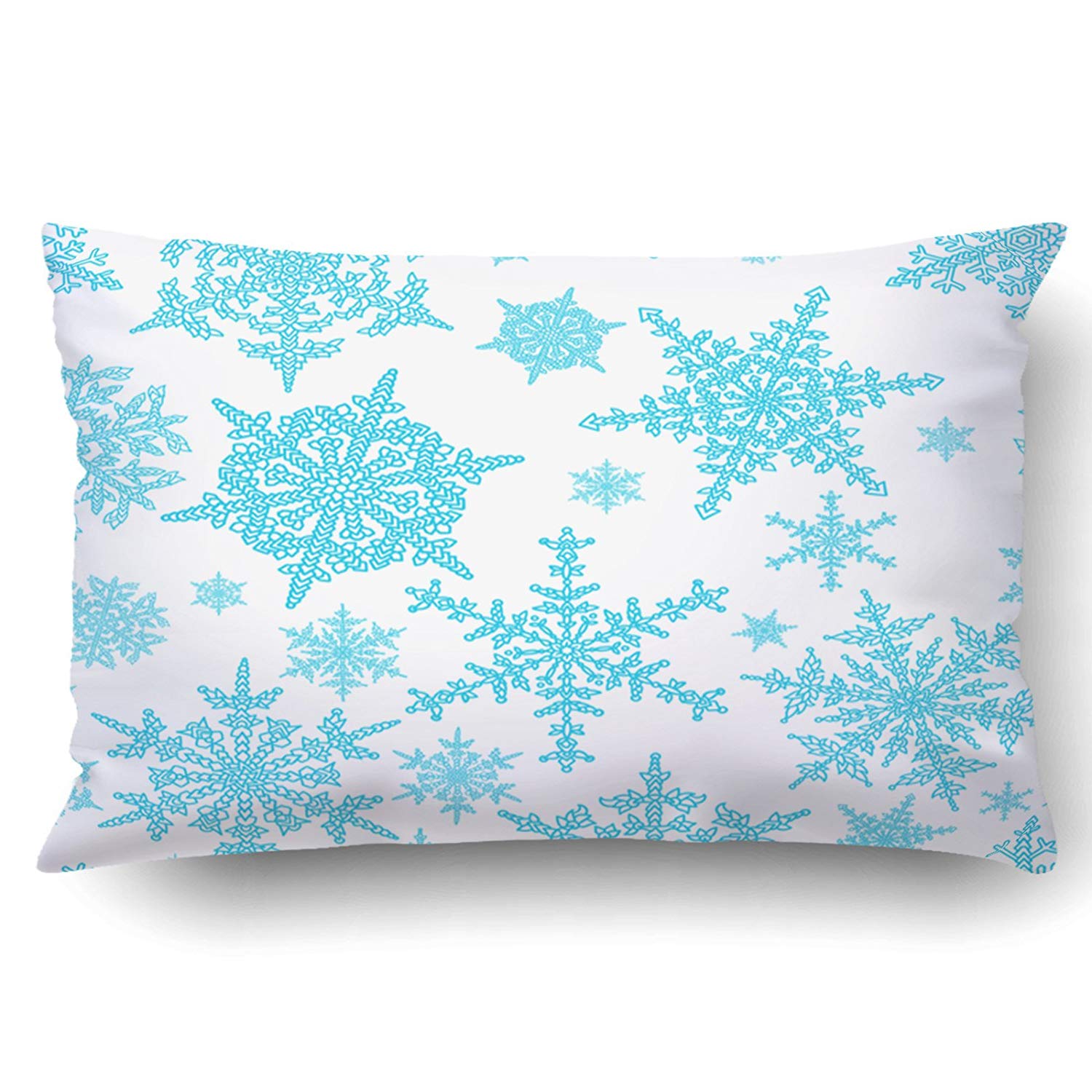 ARTJIA Xmas Winter Theme Blue Snowflakes Snow Fall Beautiful Snowflake Pillow Case Cushion Cover