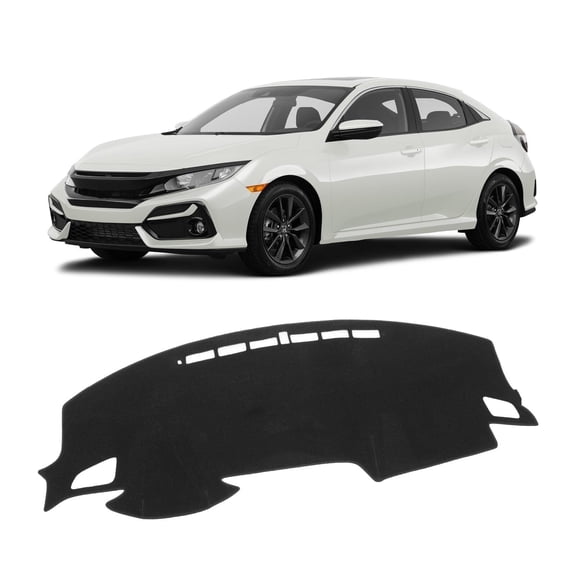 GUANGHUI Car Dash Cover Mat for Civic 2016-2018 2019 2020 2021 (Hatchback/Sedan/Coupe) Polyester Non-Slip Center Console Dash Cover Interior for Civic Accessories Sunshade Windshield Glare