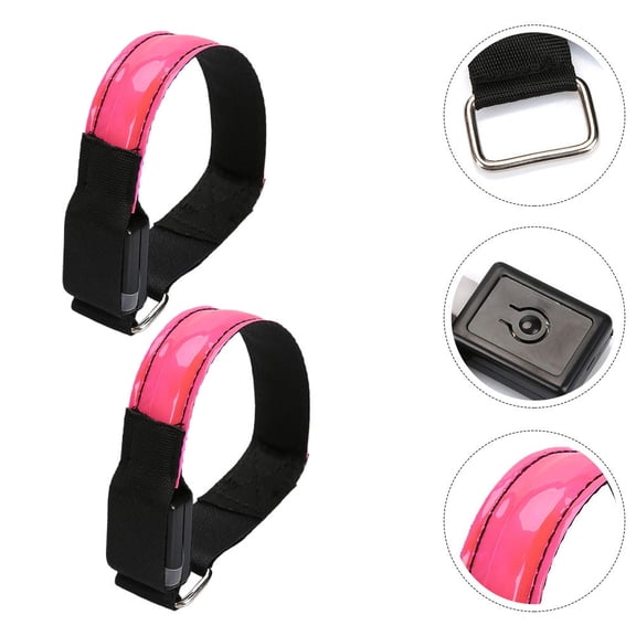 Soimiss 2 Pcs Reflective Belt for Walking at Night LED Armband Light PVC Pink
