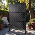 thumbnail image 2 of Tcbosik Indoor & Outdoor Metal Privacy Screen, 76"H x 48"W Freestanding Decorative Privacy Fence Panel for Balcony, Patio, Deck, Lawn, Garden, Backyard, Black, 2 of 8