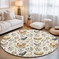 Country Roosters 4FT Round Area Rugs Rustic Hen Nests Flower Botanical ...