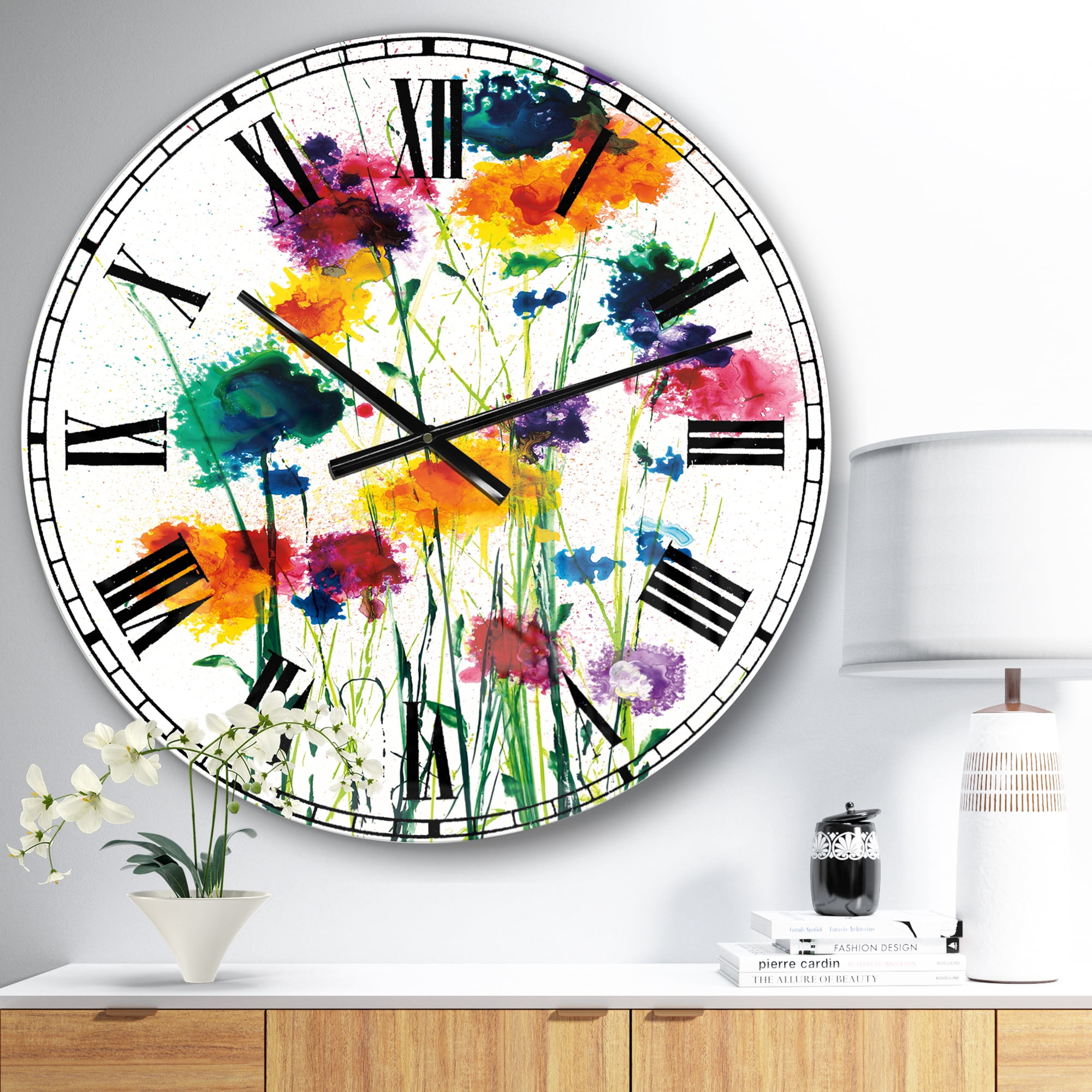 Designart Oversized Multicolor Analog Round Modern Wall Clocks, CLM30848-C23