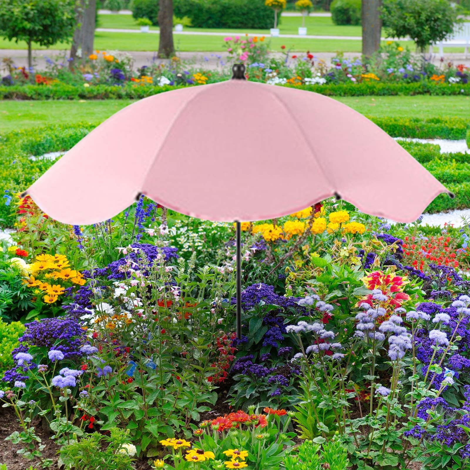 Large Garden Parasol with Plants Stake | Outdoor Sunlight Shade and Rain Protection Umbrella for Potted Plants | Sun Shade Canopy for Container Gardens, Patio, and Balcony Plants Protection