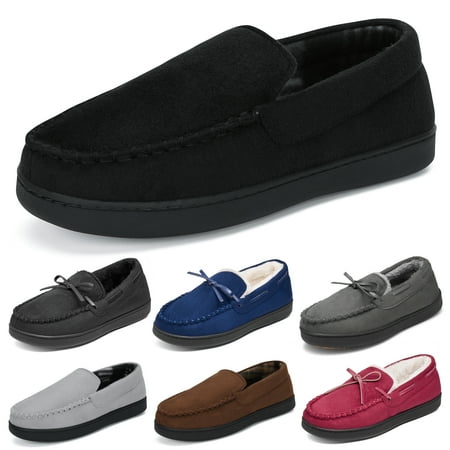 

Mishansha Women Men Memory Foam Moccasin Slippers Black