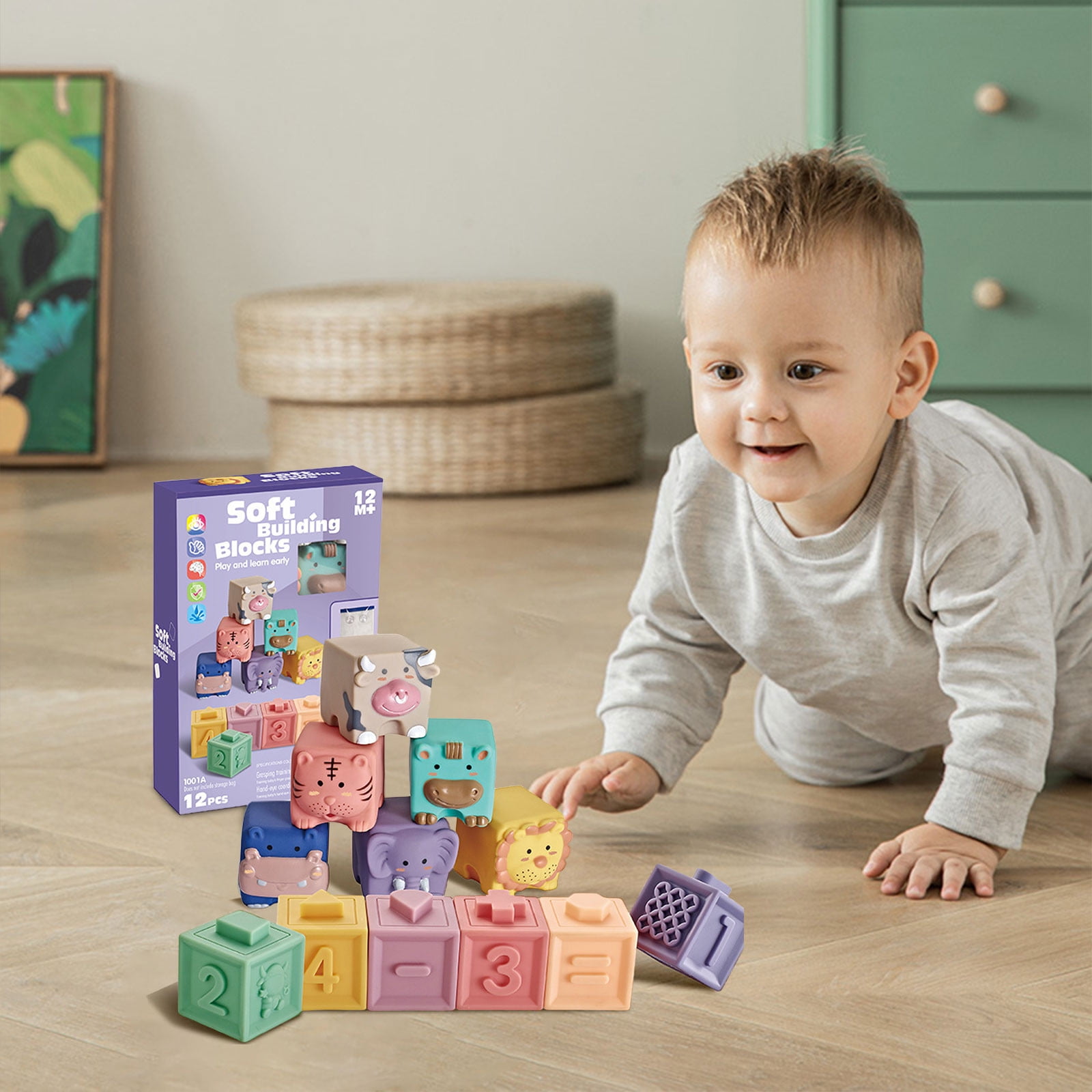 Soft Gel Building Blocks, Baby Educational Toy, Teething Safe Silicone Blocks, Early Childhood Learning, Boilable Hygienic Toy, Cartoon Blocks, Hands-On Development Toy