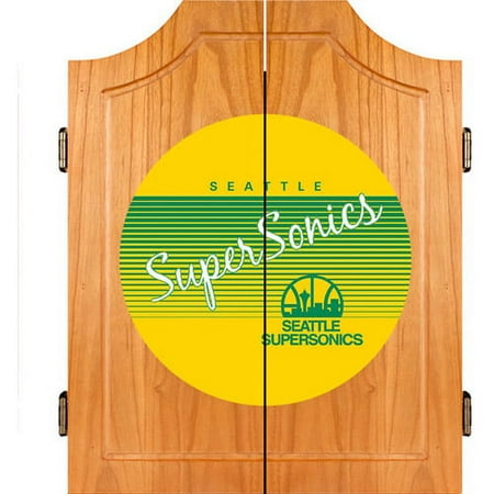 Seattle SuperSonics NBA Hardwood Classics Dart Cabinet Set with Darts and Board - Green, Yellow, White