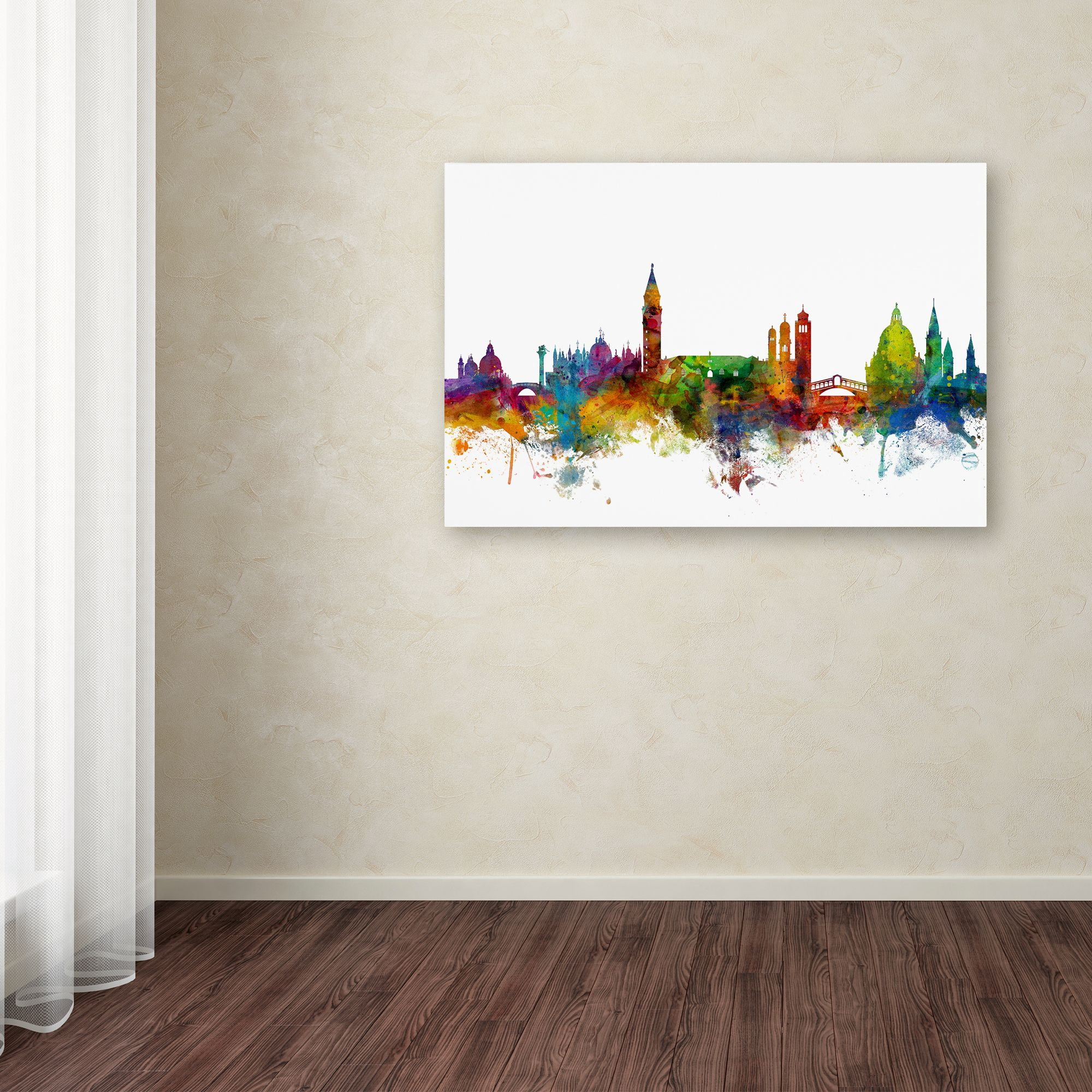 Trademark Fine Art "Venice Italy Skyline White" Canvas Art by Michael Tompsett