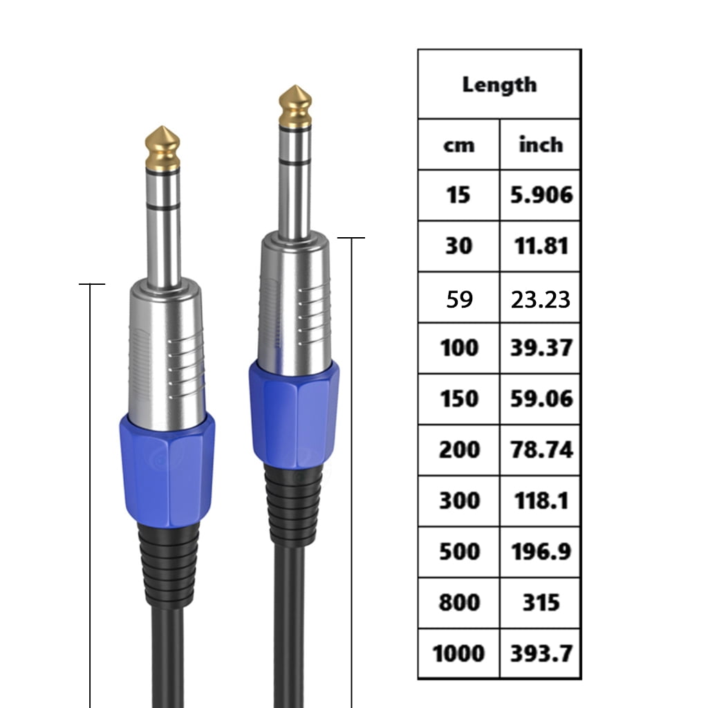 1/4 to 1/4 Sound Cable Guitar Cable Instrument Cable 6.35mm to 6.35mm TRS Balanced Patches Speakers Cable for Electric