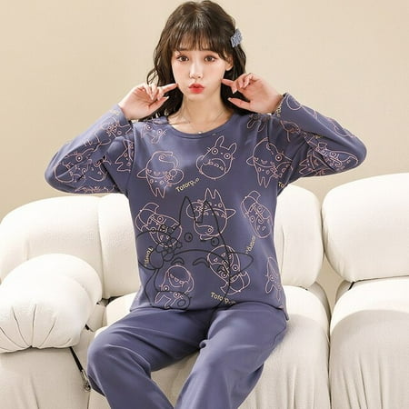 

QWZNDZGR Couple Knitted Cotton Cartoon Panda Pajamas for Women Casual Pyjama Long Sleeved Plaid Pants Sleepwear Sets Fashion Homewear 4XL