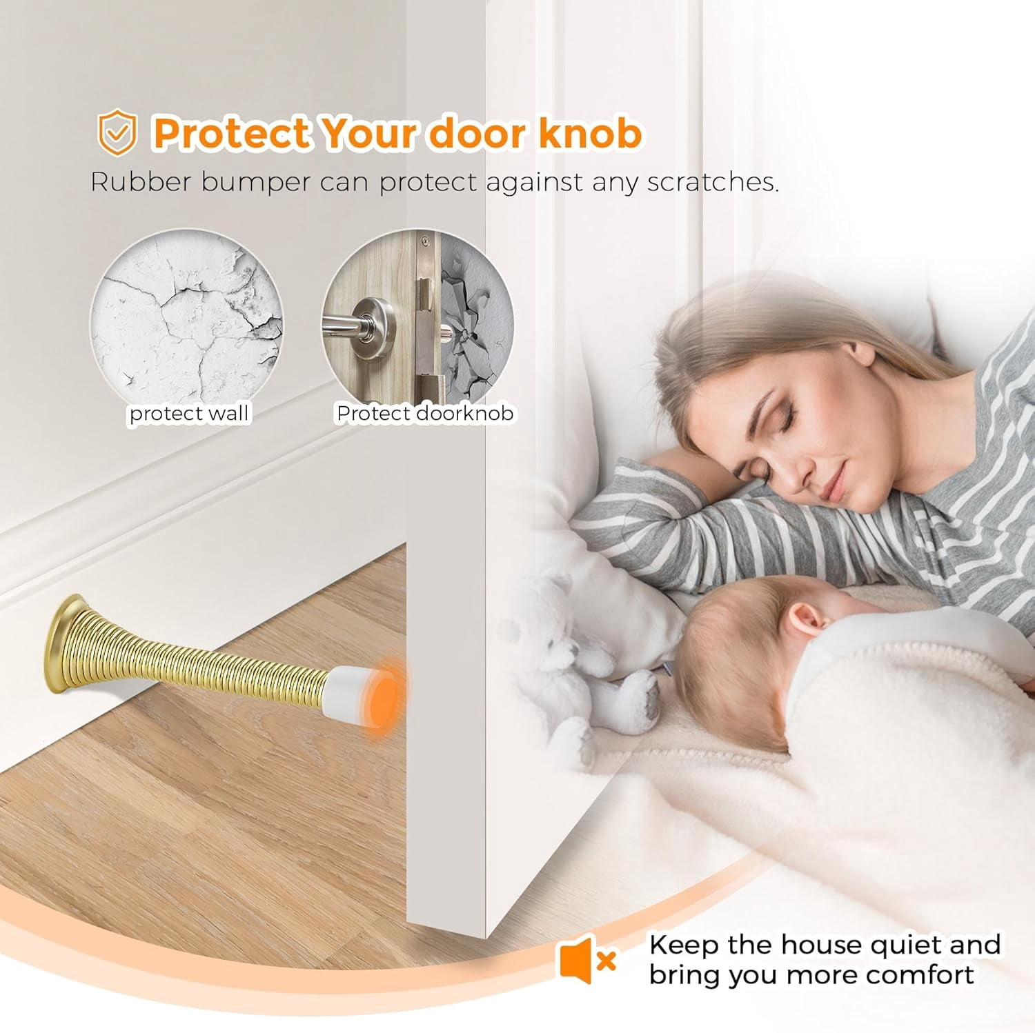 Door Stoppers, 36 Pack Gold Spring Door Stops with Rubber Bumper, Door Stoppers for Bottom of Door