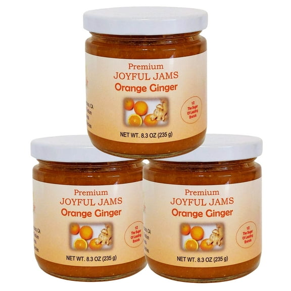 Gourmet - Fruitful Fair Premium Joyful Jams - Orange Ginger Preserves, 8.3 oz, 3 Jars