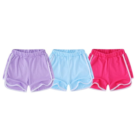 3 Pack Girls Boys Running Athletic Cotton Shorts 2-11T, Uccdo Kids Summer Workout Sports Beach Shorts Pants