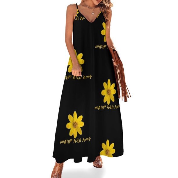 Nuevas Mujeres Feliz Año Nuevo Etiopía Enkutatash 2012 Vestido sin mangas Vestidos de cumpleaños para mujeres