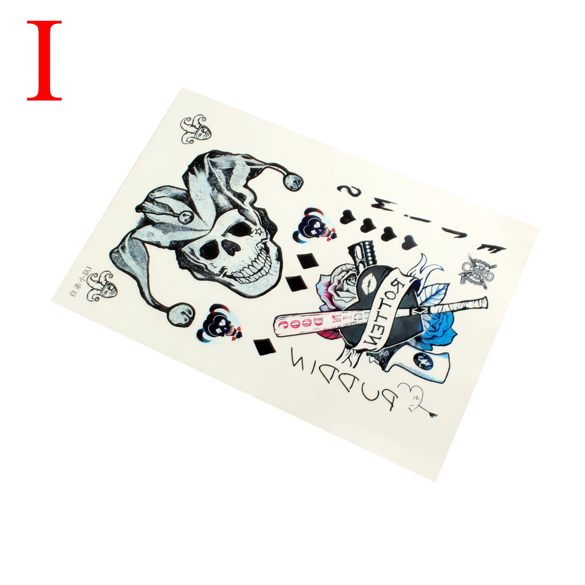 Harley Quinn Joker Full Body Temporary Tattoos Waterproof Halloween Cosplay I Walmart Com
