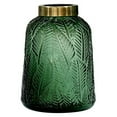 thumbnail image 1 of Florero de cristal con patrón de hojas verdes vintage, ideal for fiestas, bodas, vestíbulos y salas de estar, 1 of 6