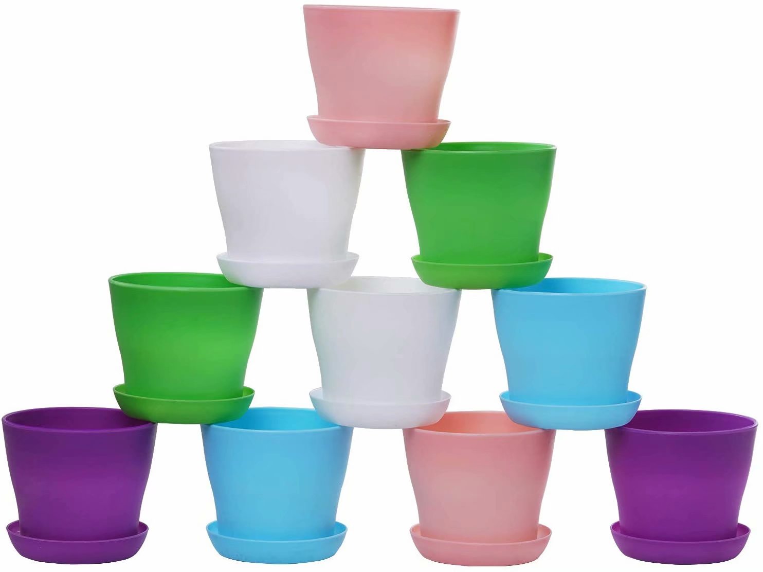 Artrylin Plant Pots, 8 Pack Plastic Flower Pots Outdoor Garden Planters with Multiple Drain Holes and Saucer -4.7 inch Indoor Small Plant Pots for All Home, Random Color - image 3 of 4