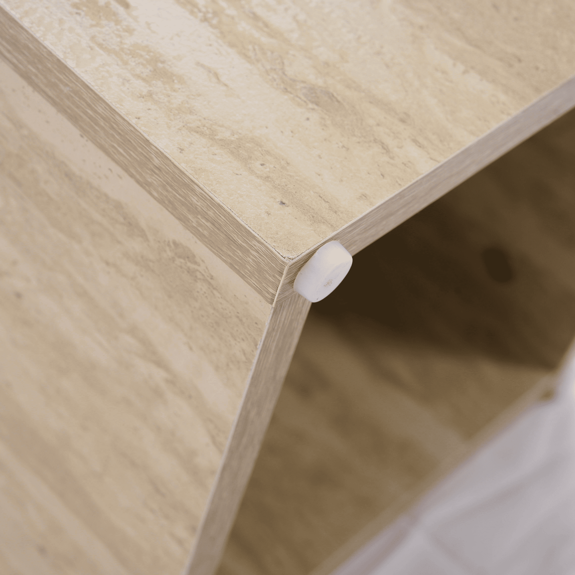 Guyou Coffee Table and End Table Set of 2 Modern Square Nesting Coffee Table Faux Marble Side Table Wooden Beige Travertine Finish for Living Room, Reception Room, Home Office