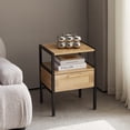 thumbnail image 2 of Night Stand with Drawers, End Tables Living Room Nightstands with Open Shelf & Adjustable Feet, Side Tables Bedroom in Metal and MDF, Bedside Table Night Stands for Small Space, Bed Sofa Side, Natural, 2 of 9