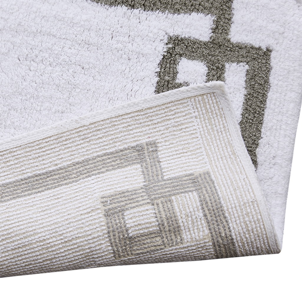 MAYEERTY 100% Medium Pile Cotton Tufted Bath Rug, White, 20"W x 30"L