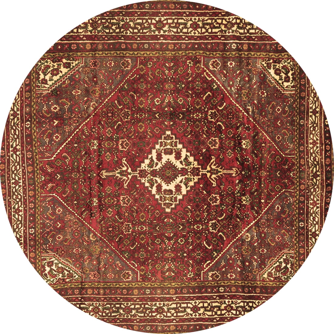 Ahgly Company Indoor Round Persian Brown Traditional Area Rugs, 8 ...