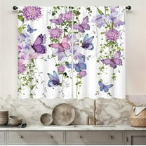 Purple Butterfly Window Curtains 26W X 36L Inches 2 Panels Rod Pocket Spring Floral Lavender Curtains Lilac Summer Leaves Plant Girly Window Drapes Treatment Living Room Bedroom Home Decor