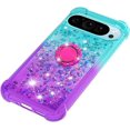 thumbnail image 4 of Gradient Quicksand Case for Google Pixel 9 Pro/Pixel 9 2024 with Ring Kickstand, Bling Sparkle Colorful Liquid Glitter Cover Case for Google Pixel 9 Pro. JB-Green Purple, 4 of 14