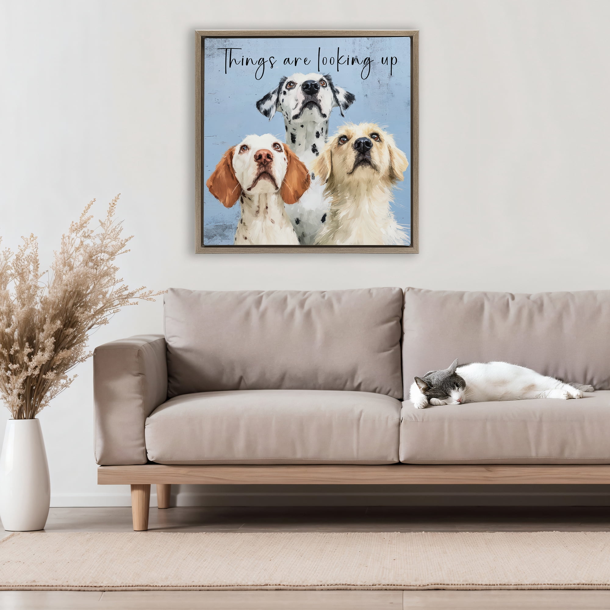 Stupell Industries Things Are Looking Up Brown Framed Floater Canvas Wall Art, design by Kim Curinga