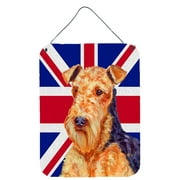Carolines Treasures LH9488DS1216 Airedale with English Union Jack British Flag Wall or Door Hanging Prints 12WX16H