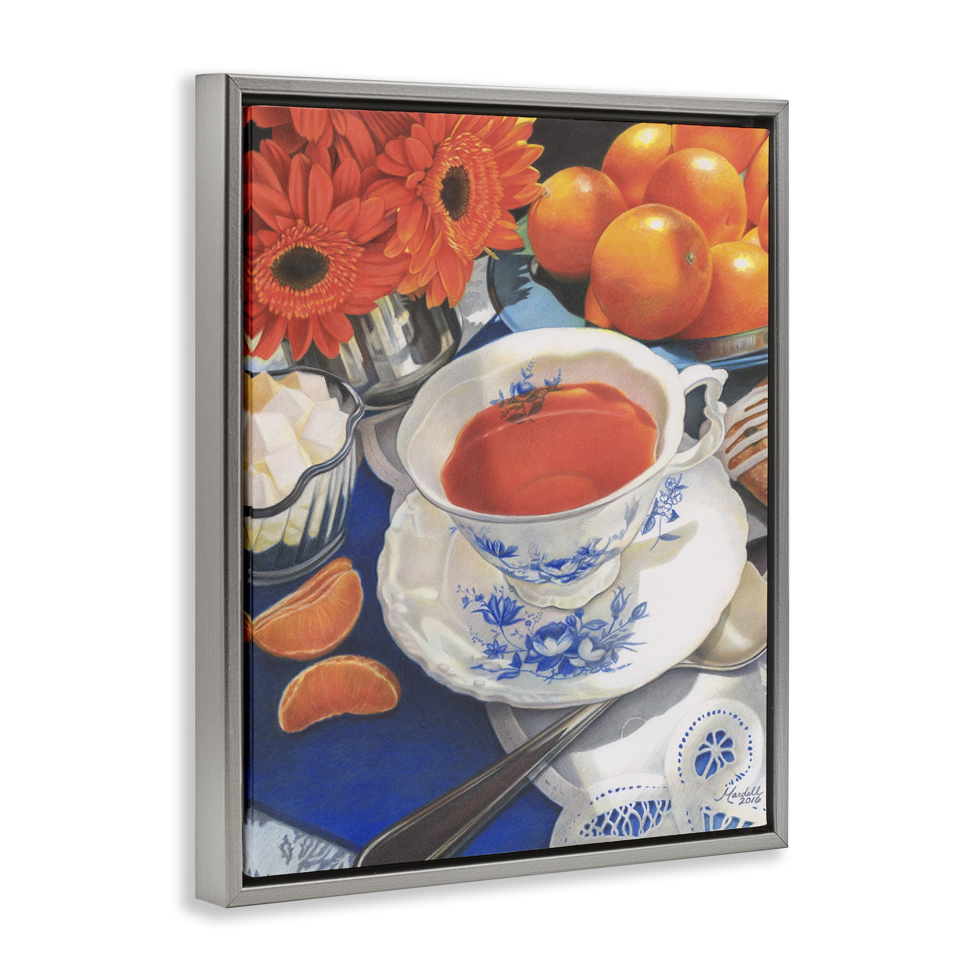 Stupell Industries Citrus Tea Time Food & Beverage Painting Gray Floater Framed Art Print Wall Art, 25 x 31