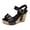 Black, variant on Womens Wedge Sandals Trendy Studded Buckle Strap Slingback Platform Heels Wedding Party Dressy Shoes Brown Size 7