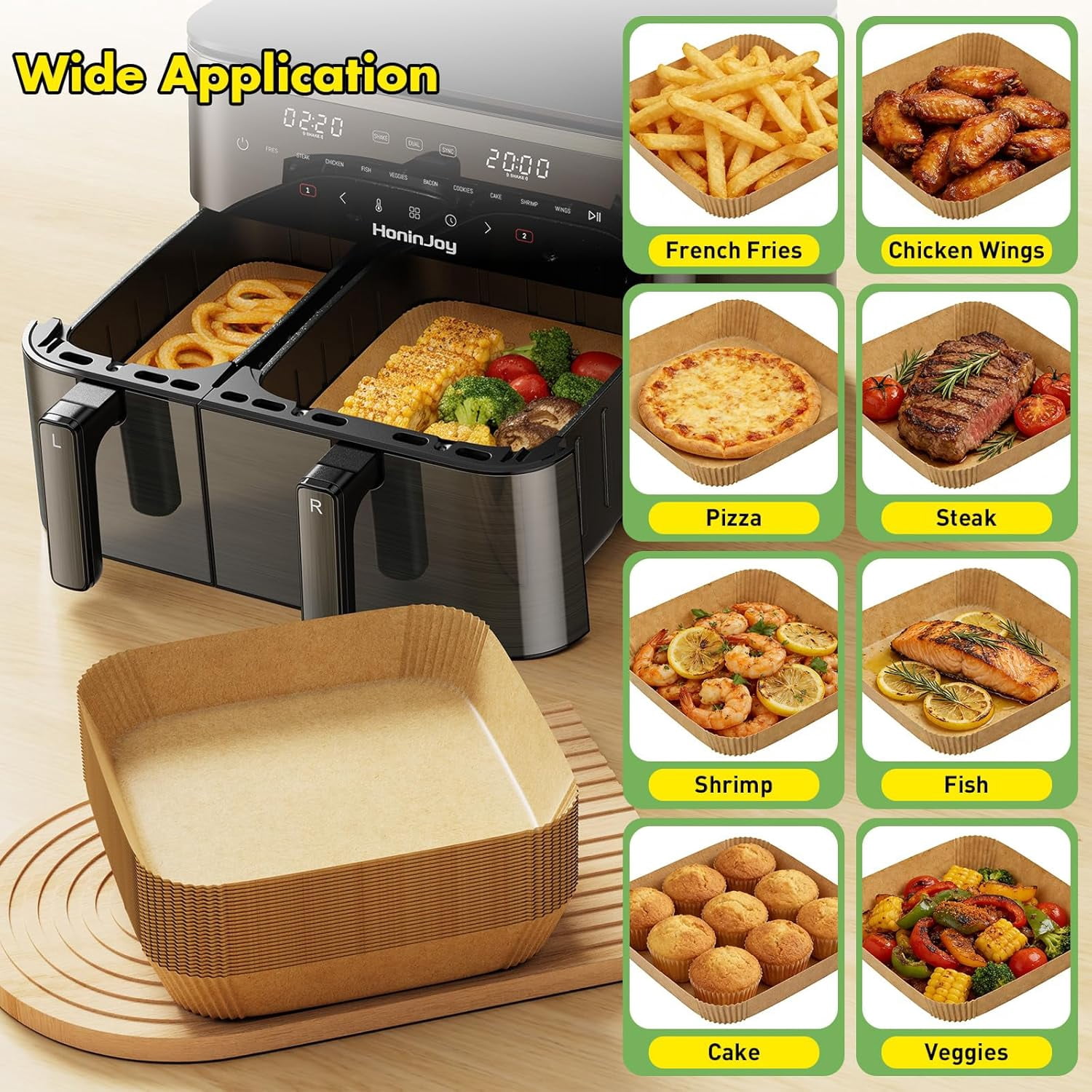 200Pcs 8 Inch Air Fryer Liners Disposable, Airfryer Paper Liners for 6-10 QT, Liners Paper Oil Proof and Easy Cleanup, Non Stick Air Fryers Accessories, Baking Liners, Parchment Paper Sheets