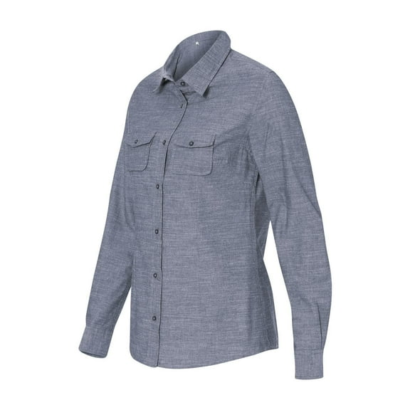 Burnside 5255 Women's Long Sleeve Chambray Button Up Shirt (3X-Large, Light Denim)
