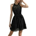 thumbnail image 5 of Franhais Women Floral Lace Dress Summer Elegant Sleeveless Party A-line Dress with Belt for Club Streetwear, 5 of 9