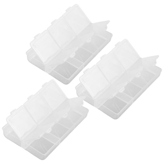 WEUVEB 3Pcs Small Dustproof Clear Storage Box with Detachable Compartments for Crafts