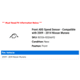 thumbnail image 2 of Front ABS Speed Sensor - Compatible with 2009 - 2014 Nissan Murano 2010 2011 2012 2013, 2 of 2