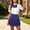 Dark Blue-B, variant on Daiosportswear Women'S Solid High Waist Pleated Mini Skirt A-Line School Uniform Skirt with Bow Purple-D XS