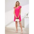 thumbnail image 4 of Summer Dresses for Women V Neck Cap Sleeve Casual Mini Dress Rose Red L, 4 of 8