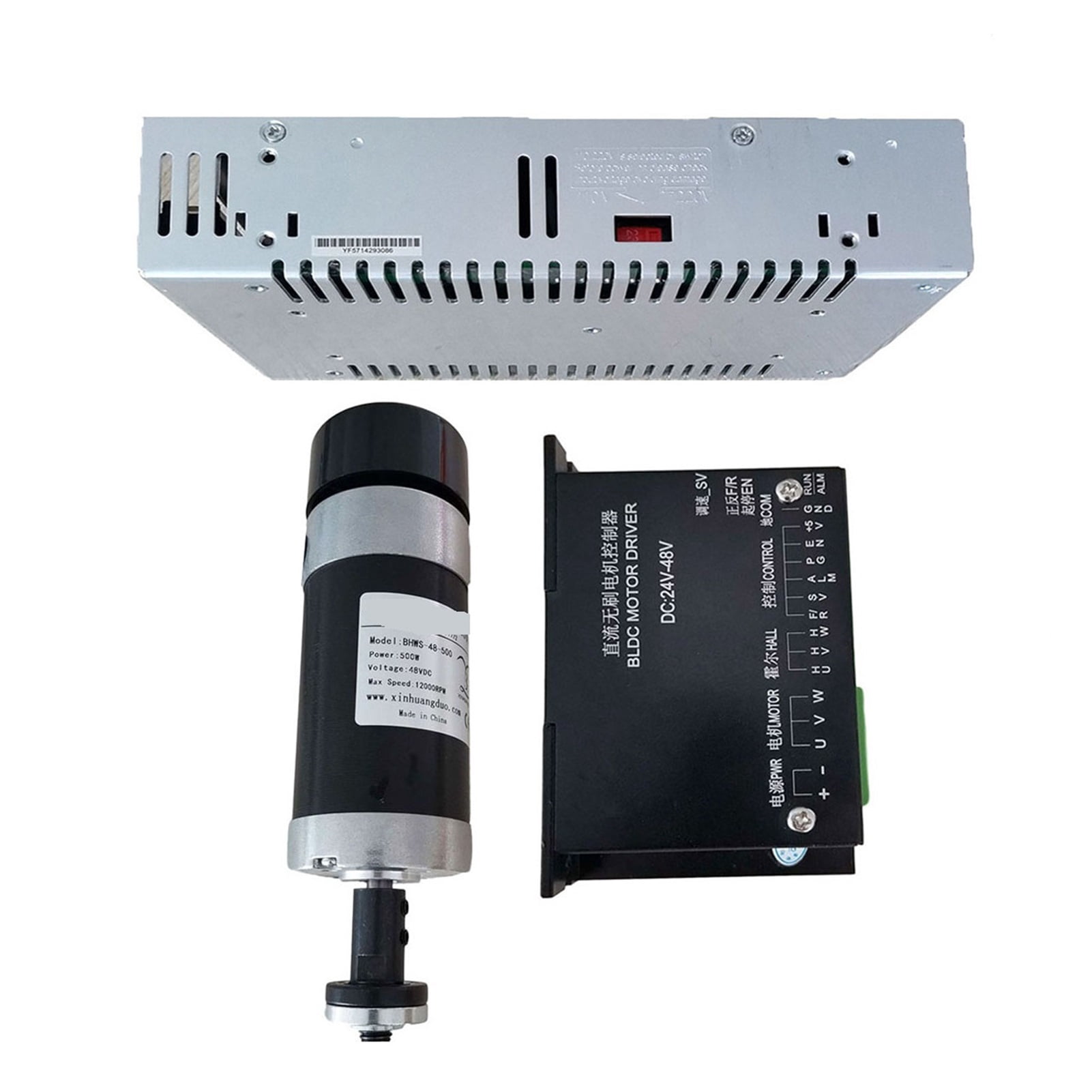 48v 500W Angle Grinder Brushless Spindle Motor+57MM Clamp With Screws+ 48V Brushless Motor Driver+48VDC 10.5A Power Supply ,Easy to Install