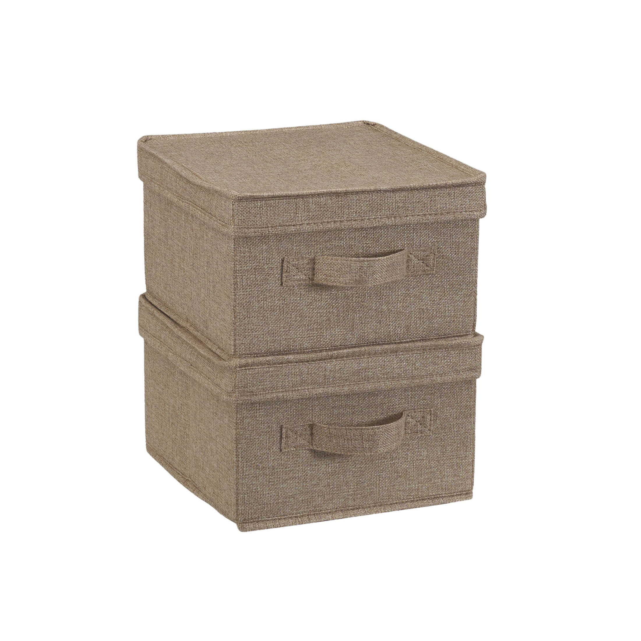Household Essentials Medium Fabric Storage Bins, Set of 2, Storage Box with Fully Removable Lid, Luxe Latte Fabric