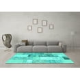 thumbnail image 3 of Ahgly Company Indoor Square Patchwork Turquoise Blue Transitional Area Rugs, 3' Square, 3 of 4