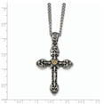 thumbnail image 2 of Finest Gold Stainless Steel Antiqued & Polished Yellow IP-Plated Cross 24 in. Necklace, 2 of 2