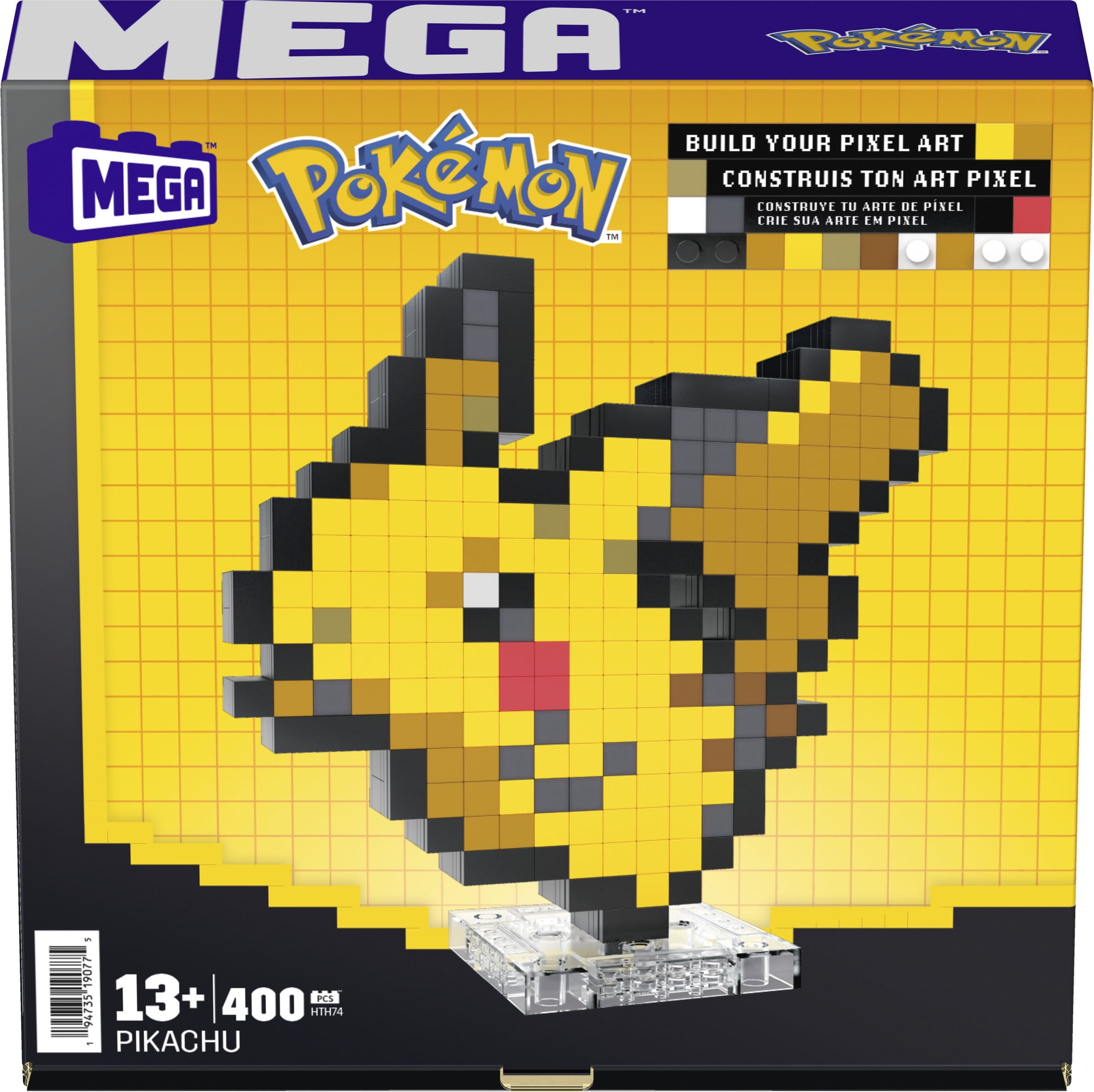 MEGA BLOKS Pokemon Pikachu, Pixel Art, 400 Piece Building Toy Set