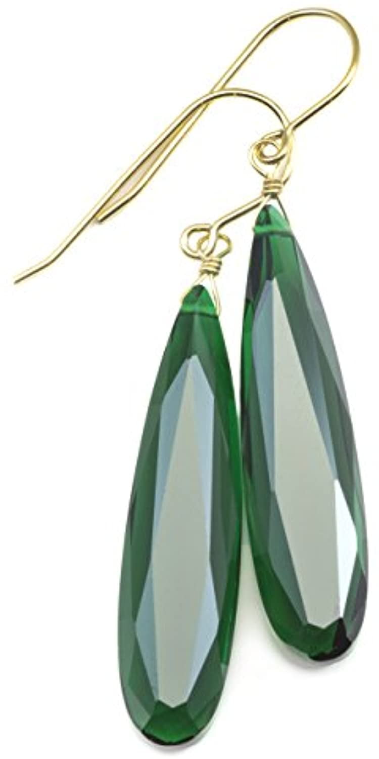 Facetted Green Simulated EMERALD Earrings 925 Silver Plated TRENDY Jewelry 