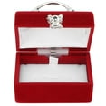 thumbnail image 5 of Caja de joyería pequeña flocado rojo Retro pendiente collar caja de almacenamiento de viaje organizador de pulseras portátil, 5 of 5