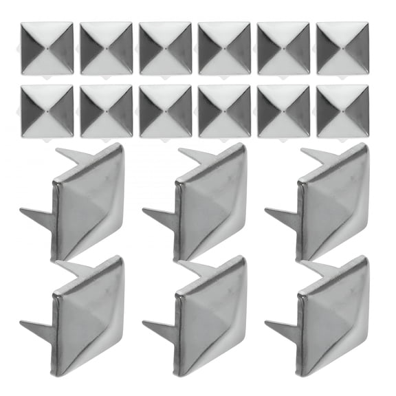 DESIGNICE 100 Pcs 10mm Square Pyramid Studs for Clothing Bag Shoes Punk Rock Jewelry Craft 4 Prong Metal Nailhead Studs Spikes Accessories